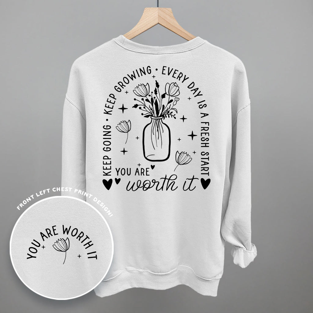 You Are Worth It Black Floral (Back Print)