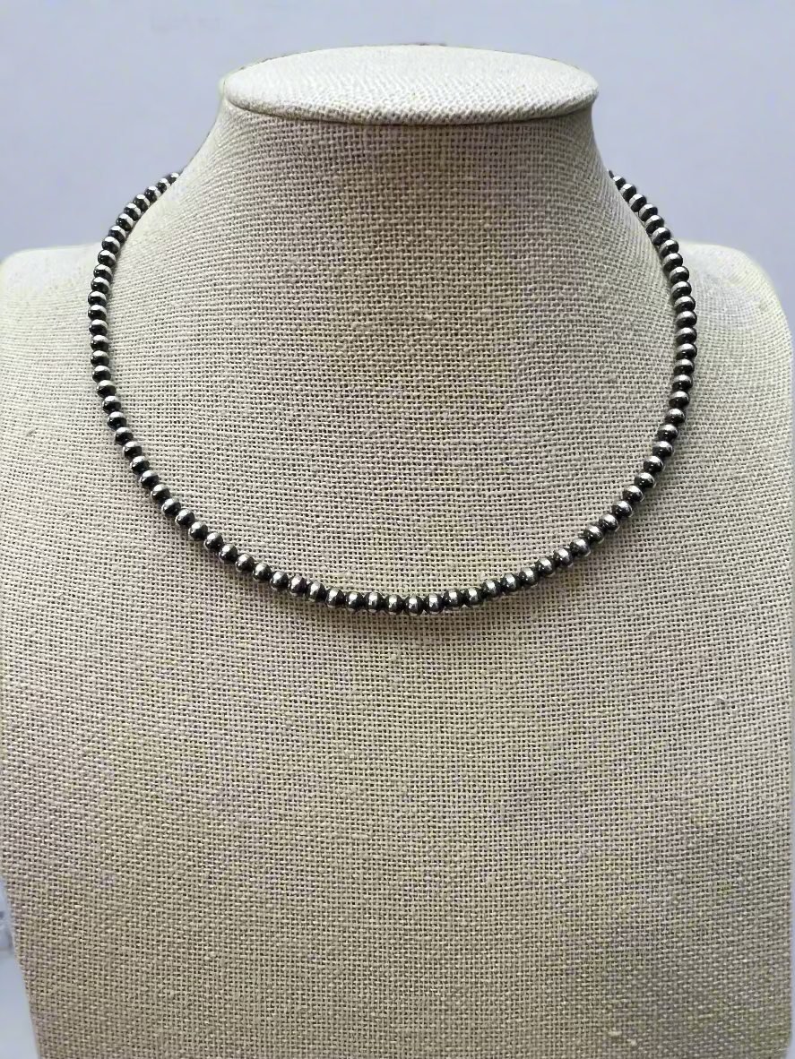 5mm Sterling Silver Pearl Choker - 14 inch