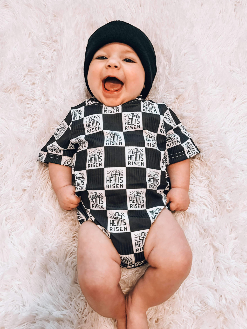 Ribbed He Is Risen Bubble Onesie