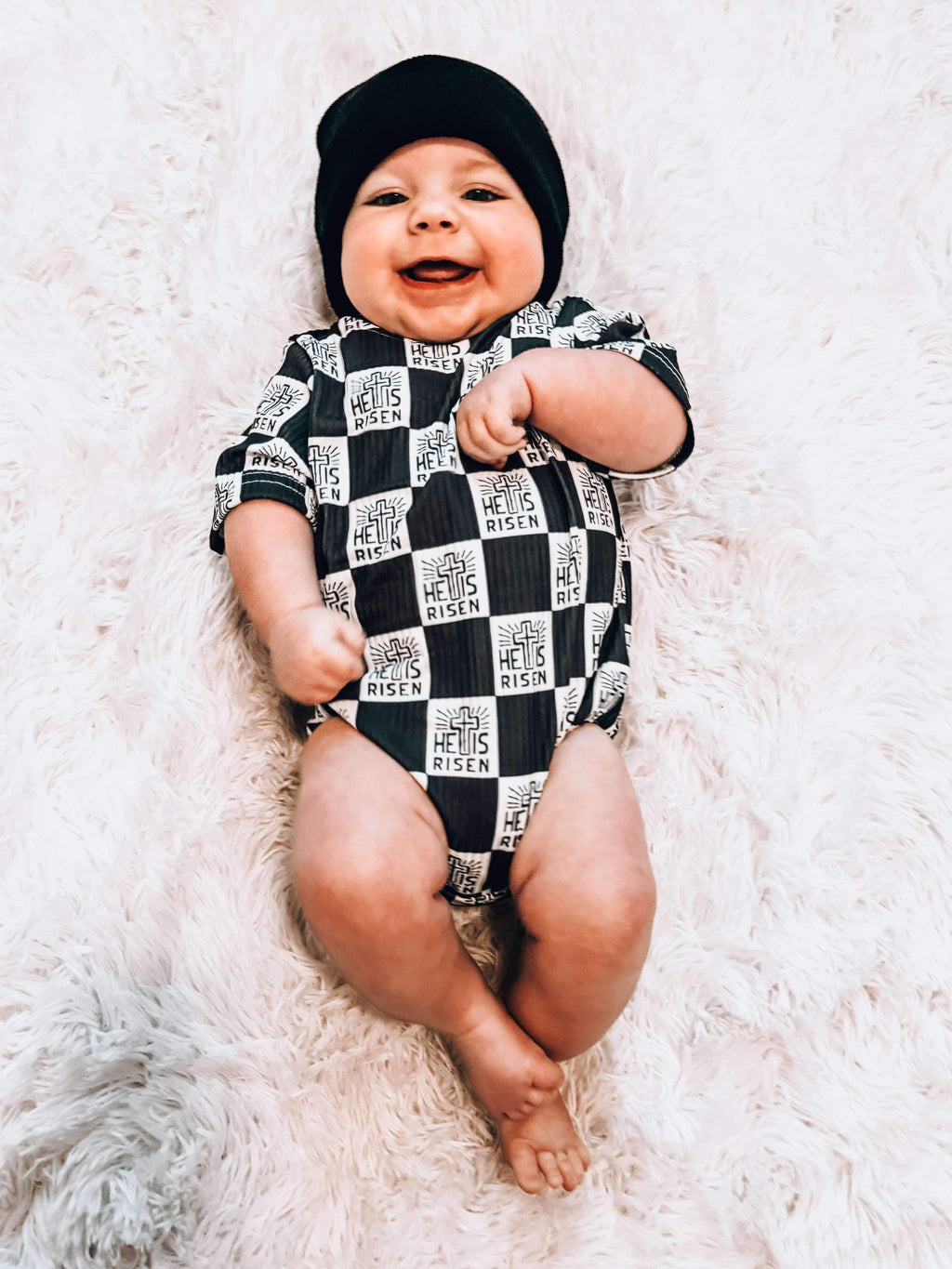 Ribbed He Is Risen Bubble Onesie
