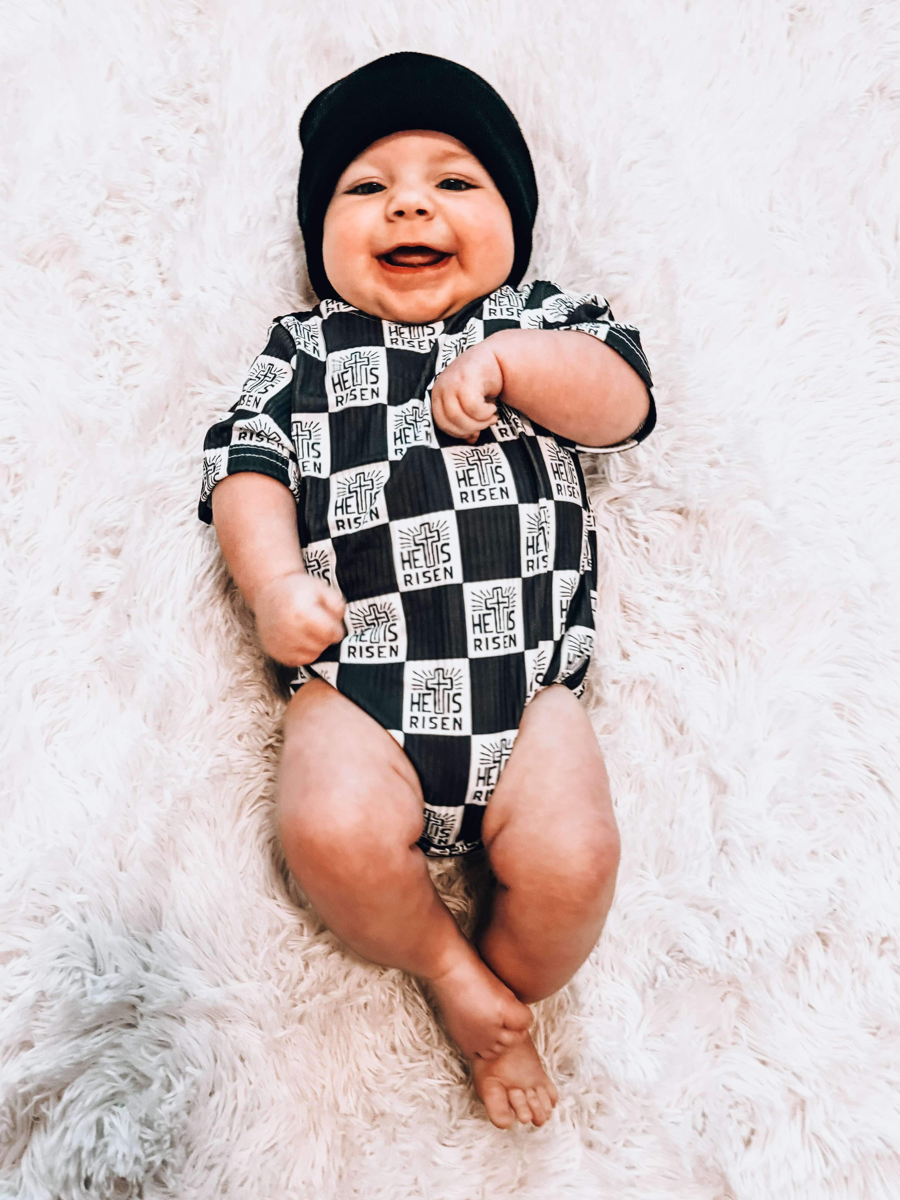 Ribbed He Is Risen Bubble Onesie