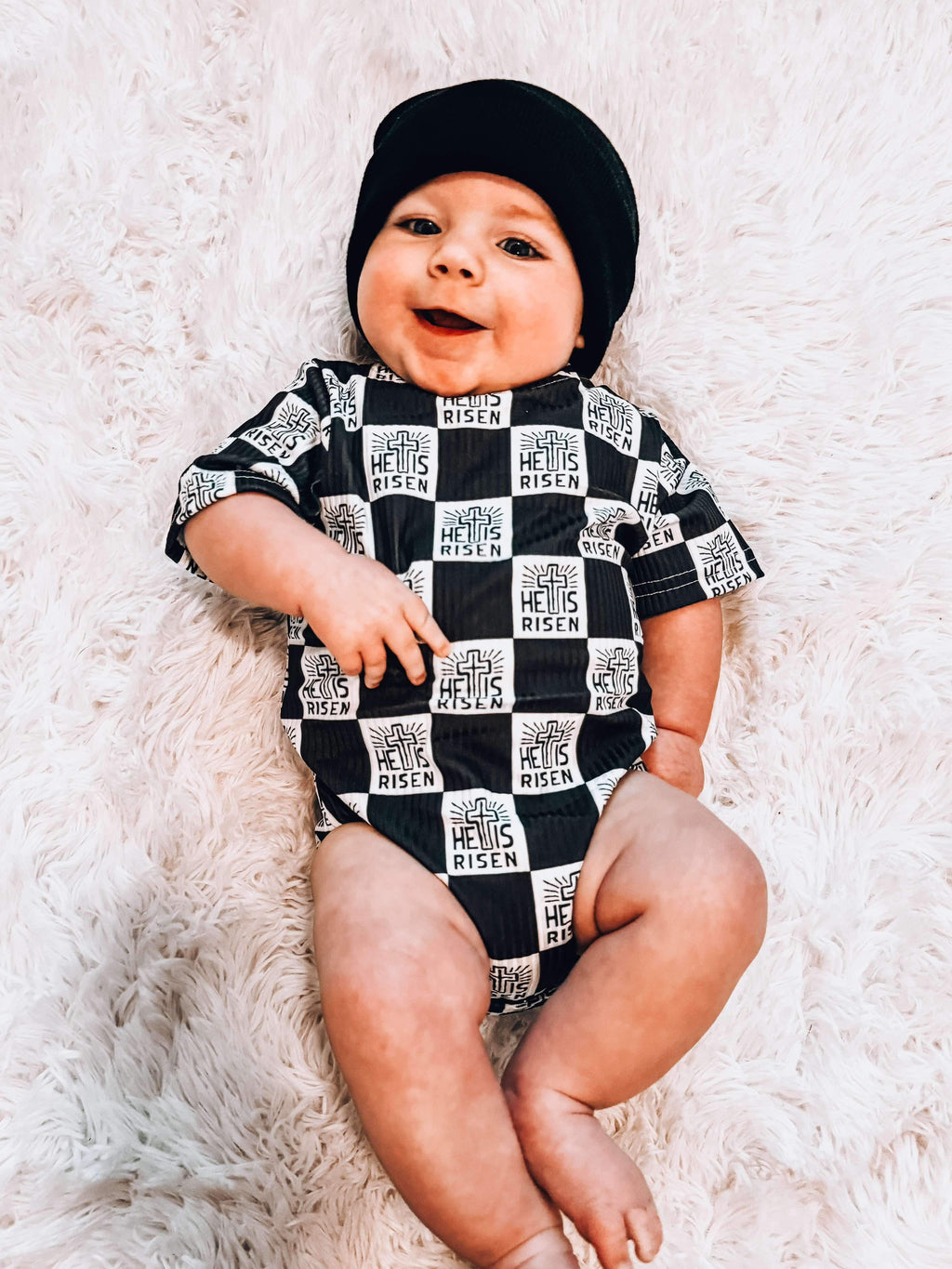 Ribbed He Is Risen Bubble Onesie