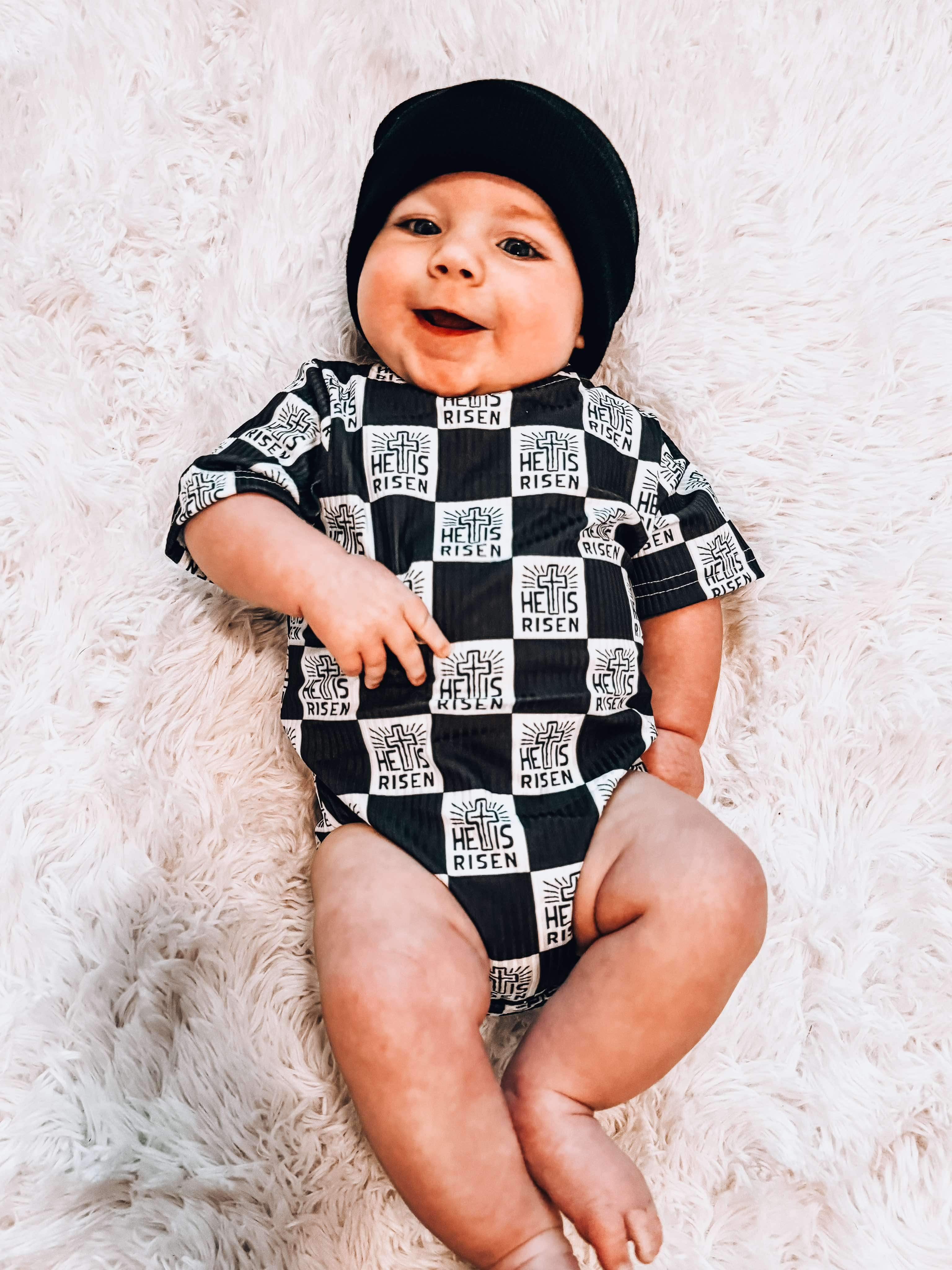 Ribbed He Is Risen Bubble Onesie