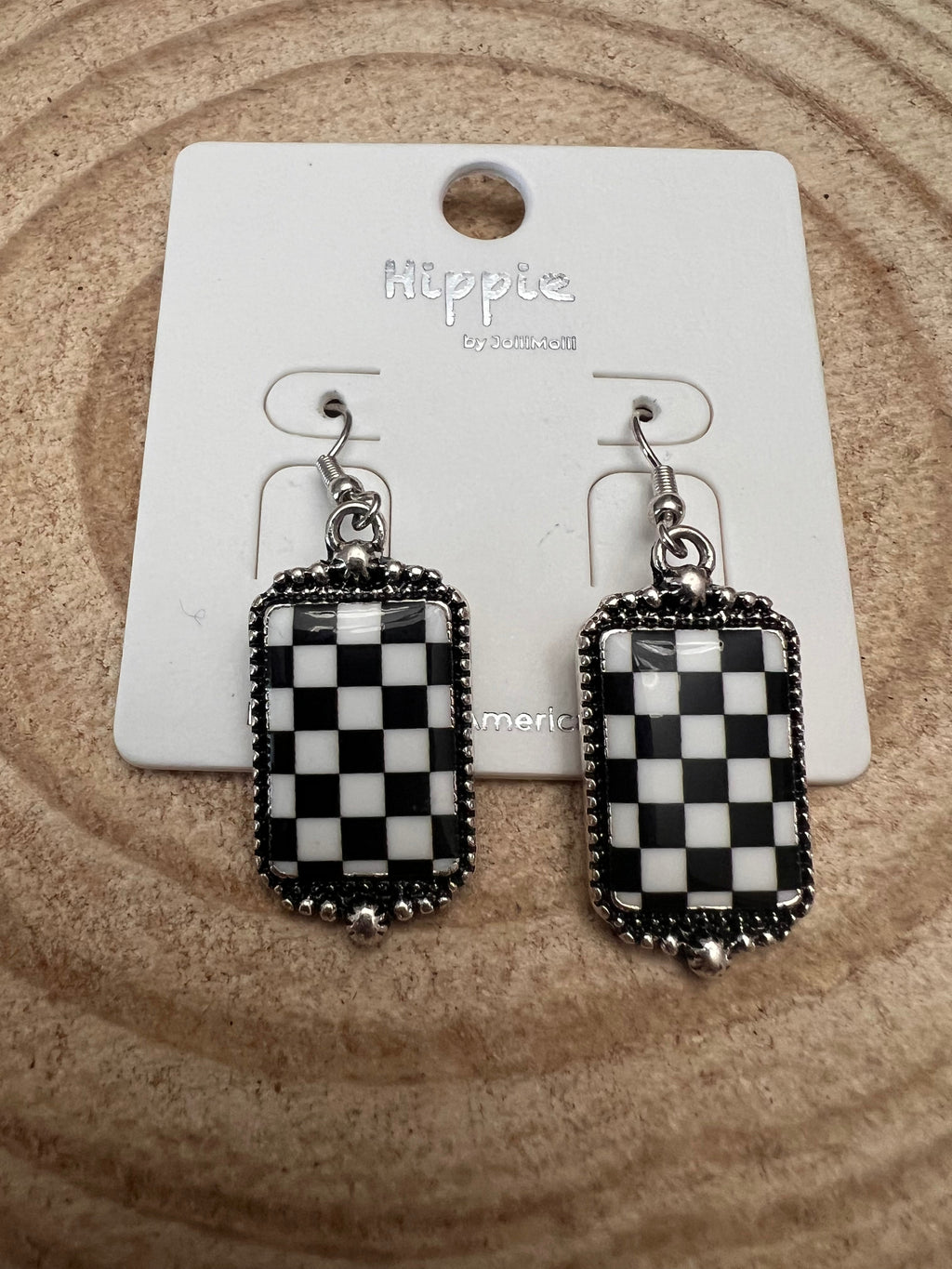 Checkered Rectangle Earrings