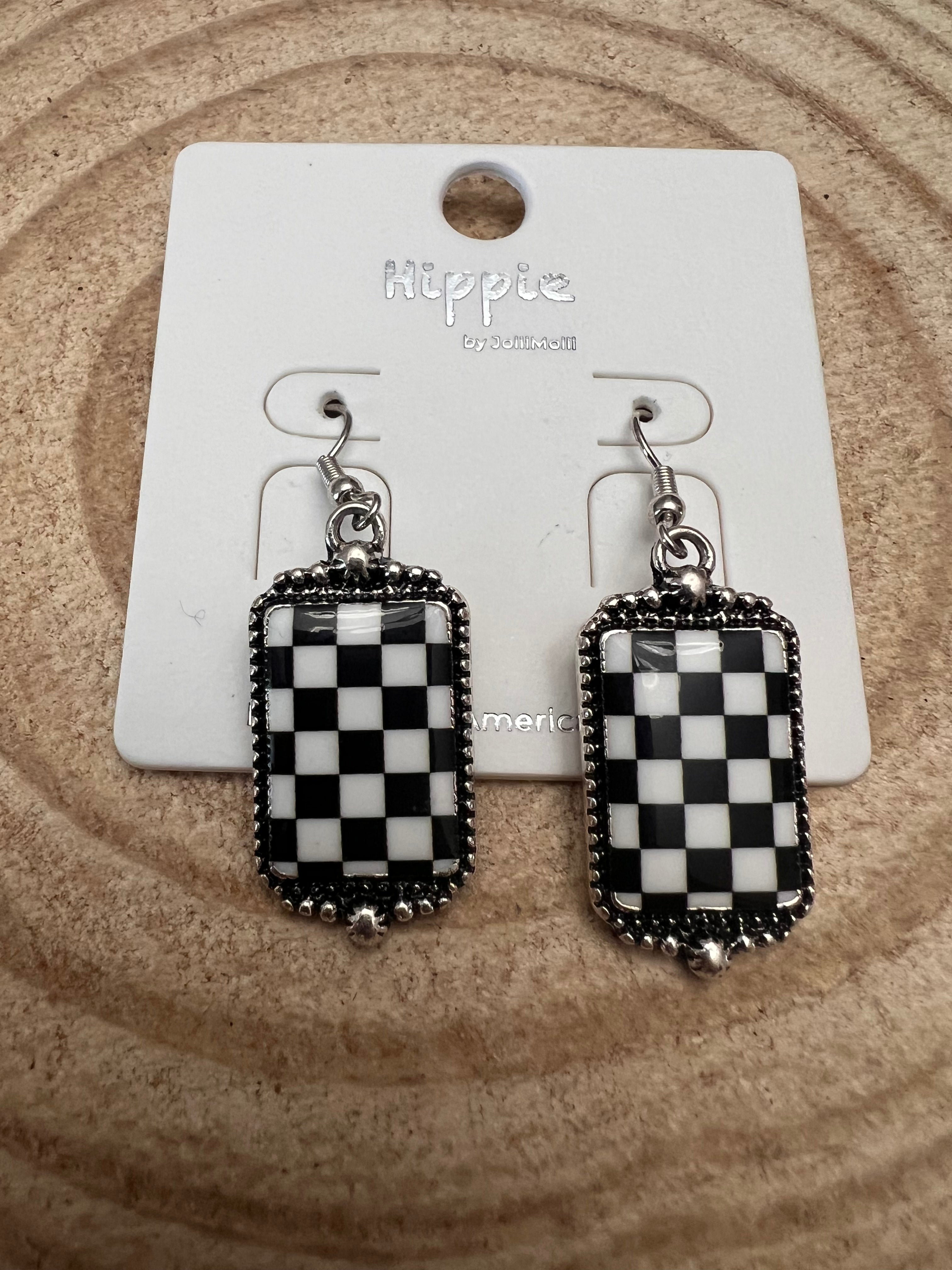 Checkered Rectangle Earrings