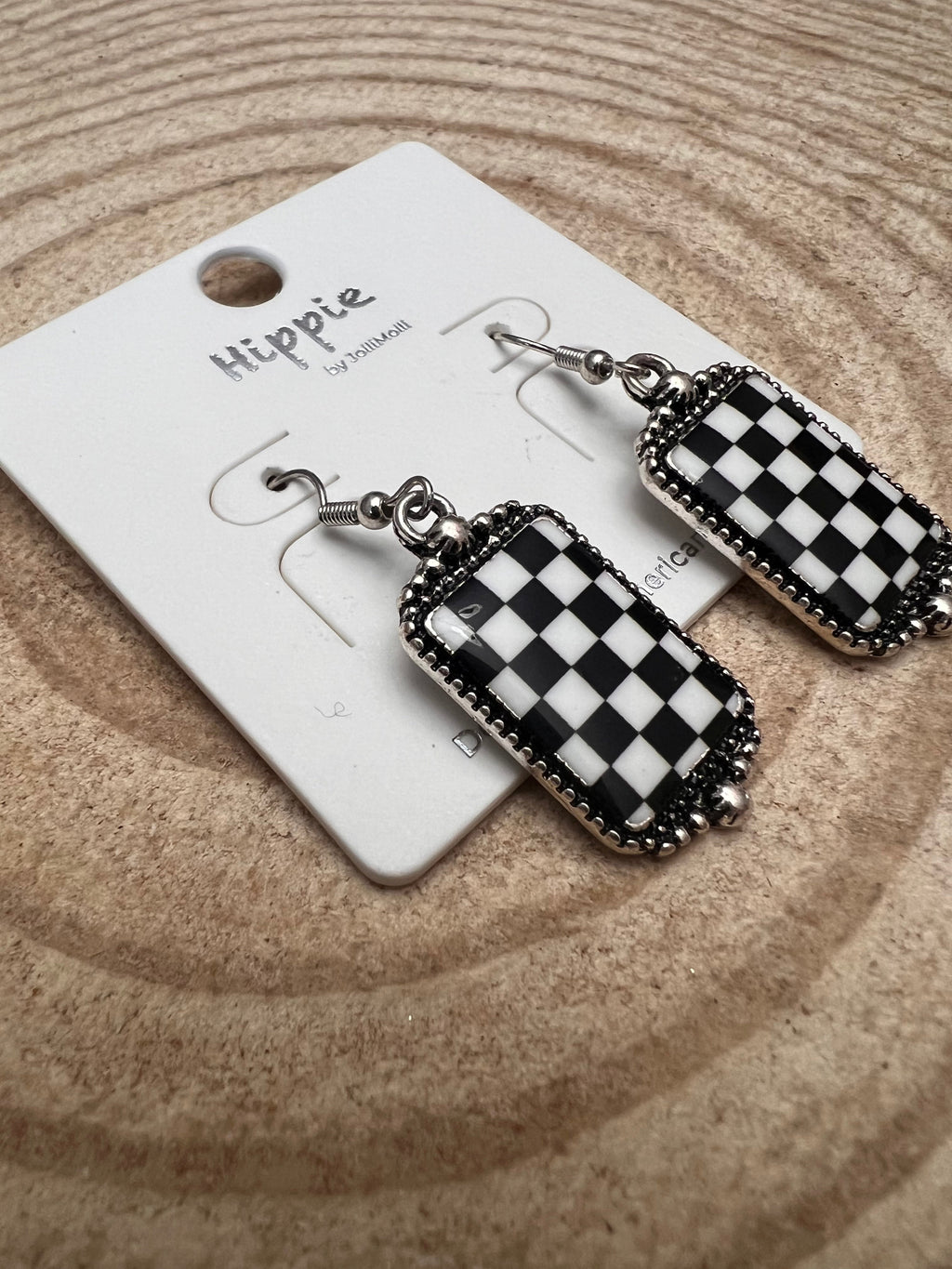 Checkered Rectangle Earrings