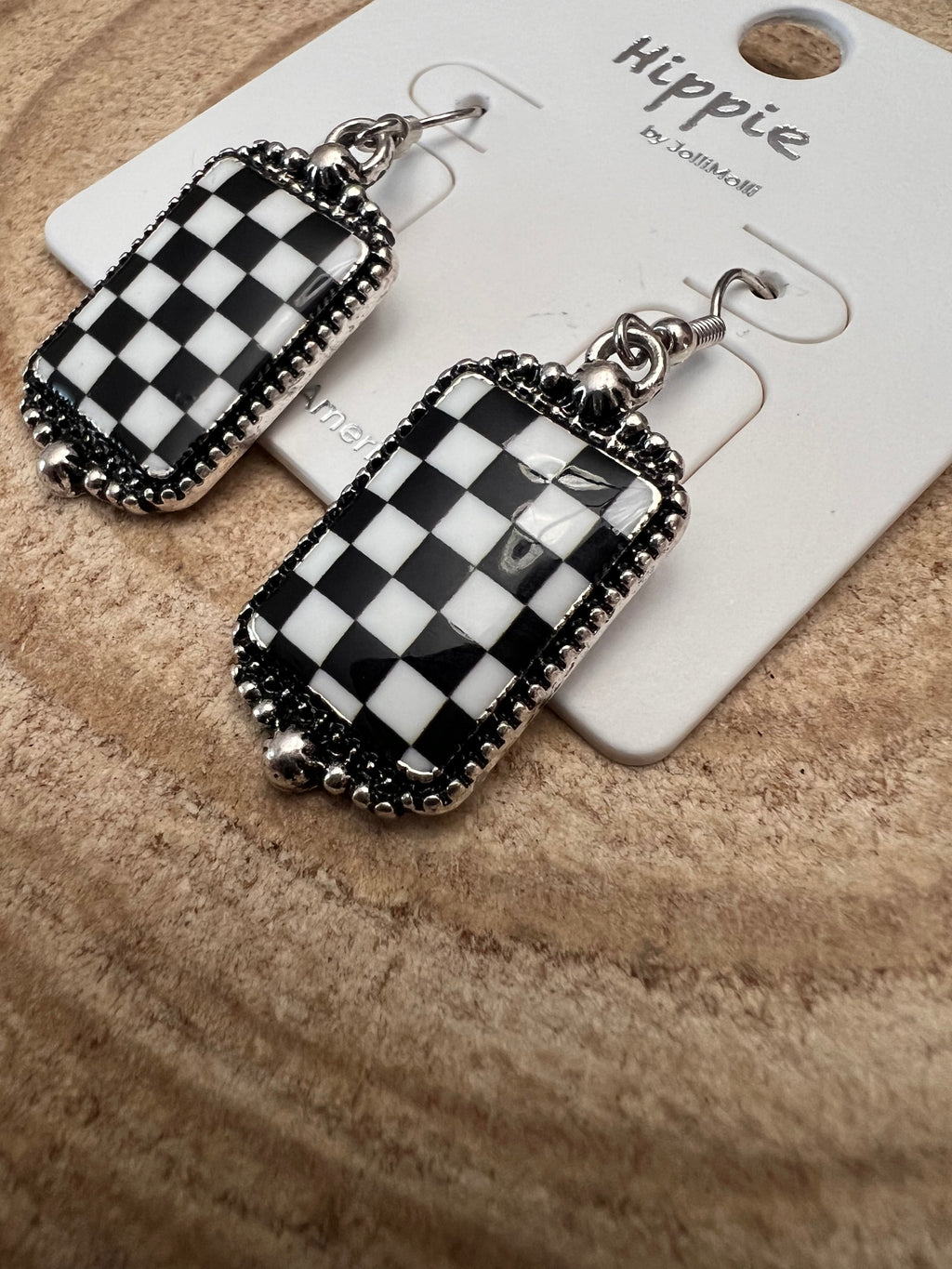 Checkered Rectangle Earrings