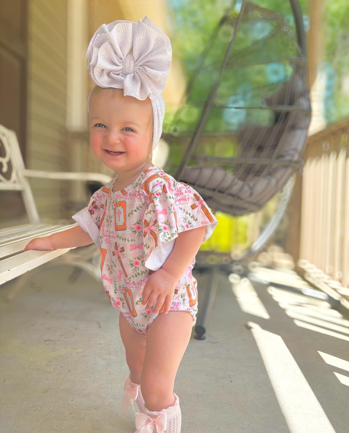 Bows & Cross Flutter Sleeve Onesie