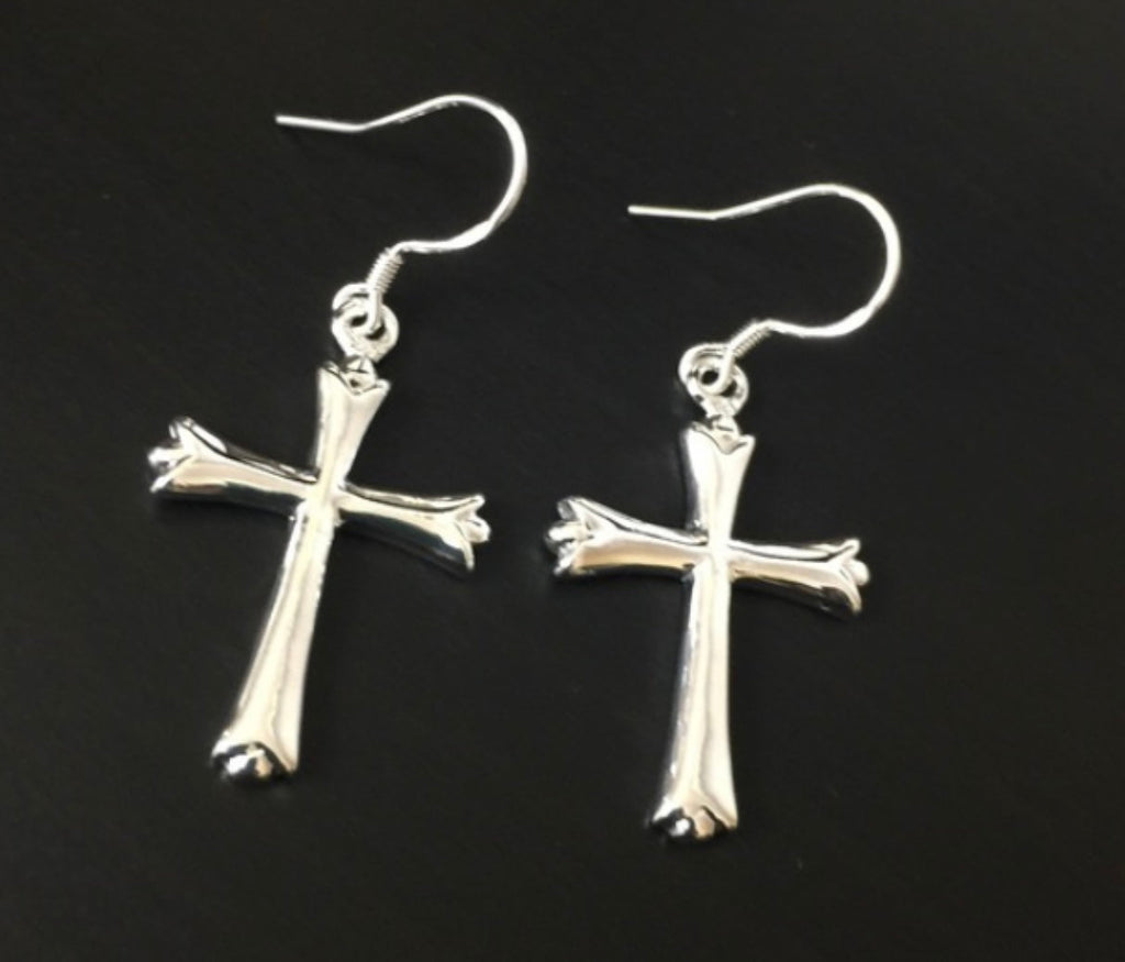 Large Dangle Sterling Silver Cross Hypoallergenic Earrings