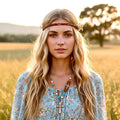 Handmade White and Blue Boho Cross Hammered Finish Multi Color Bohemian Bead Necklace