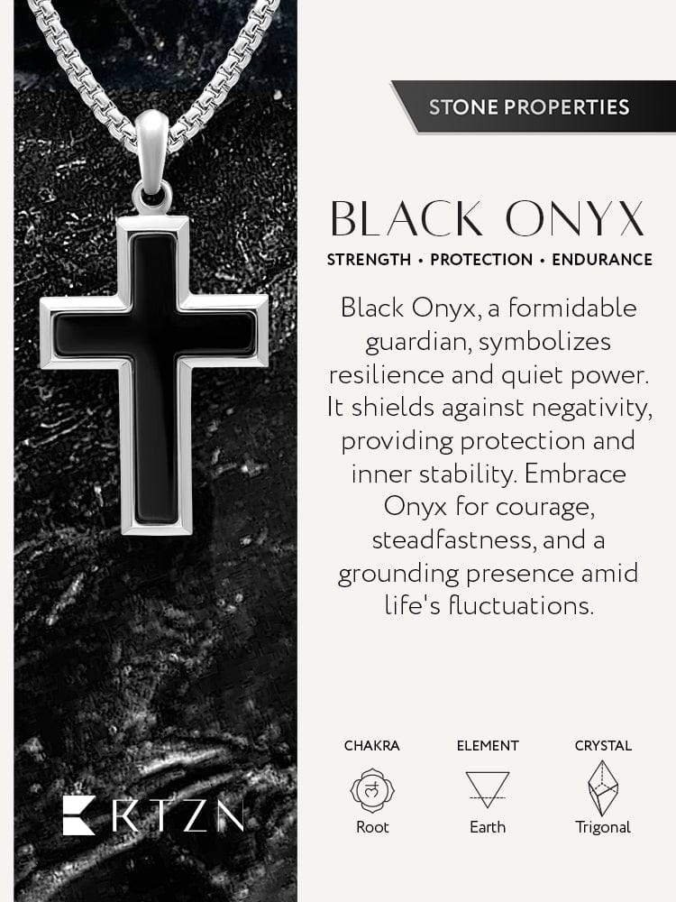 Men's Black Onyx Cross Pendant Necklace