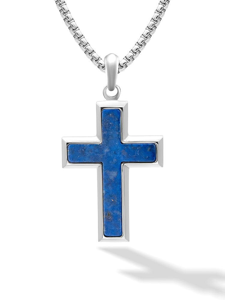 Men's Lapis Lazuli Cross Pendant Necklace
