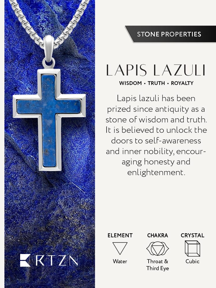 Men's Lapis Lazuli Cross Pendant Necklace