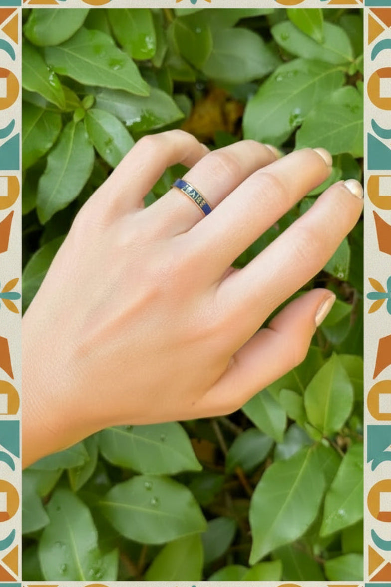 Navy Enamel Praise Ring