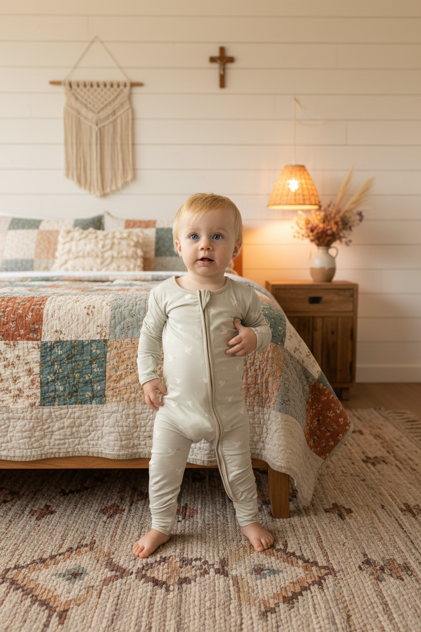 Peace Bamboo Convertible Footed Onesie