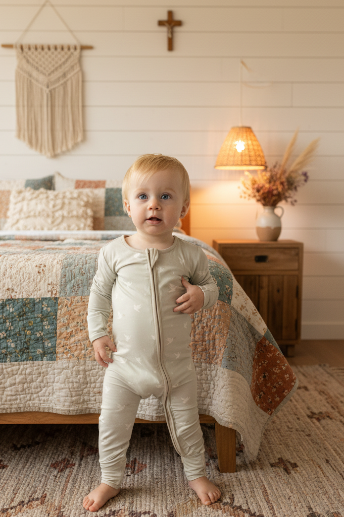 Peace Bamboo Convertible Footed Onesie