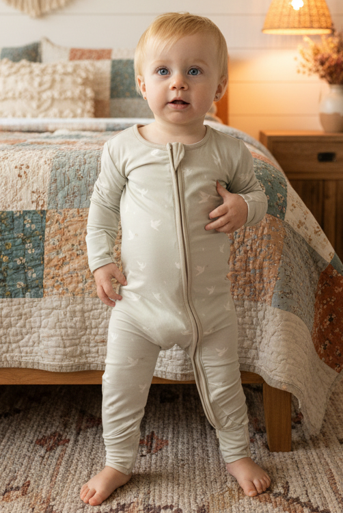 Peace Bamboo Convertible Footed Onesie