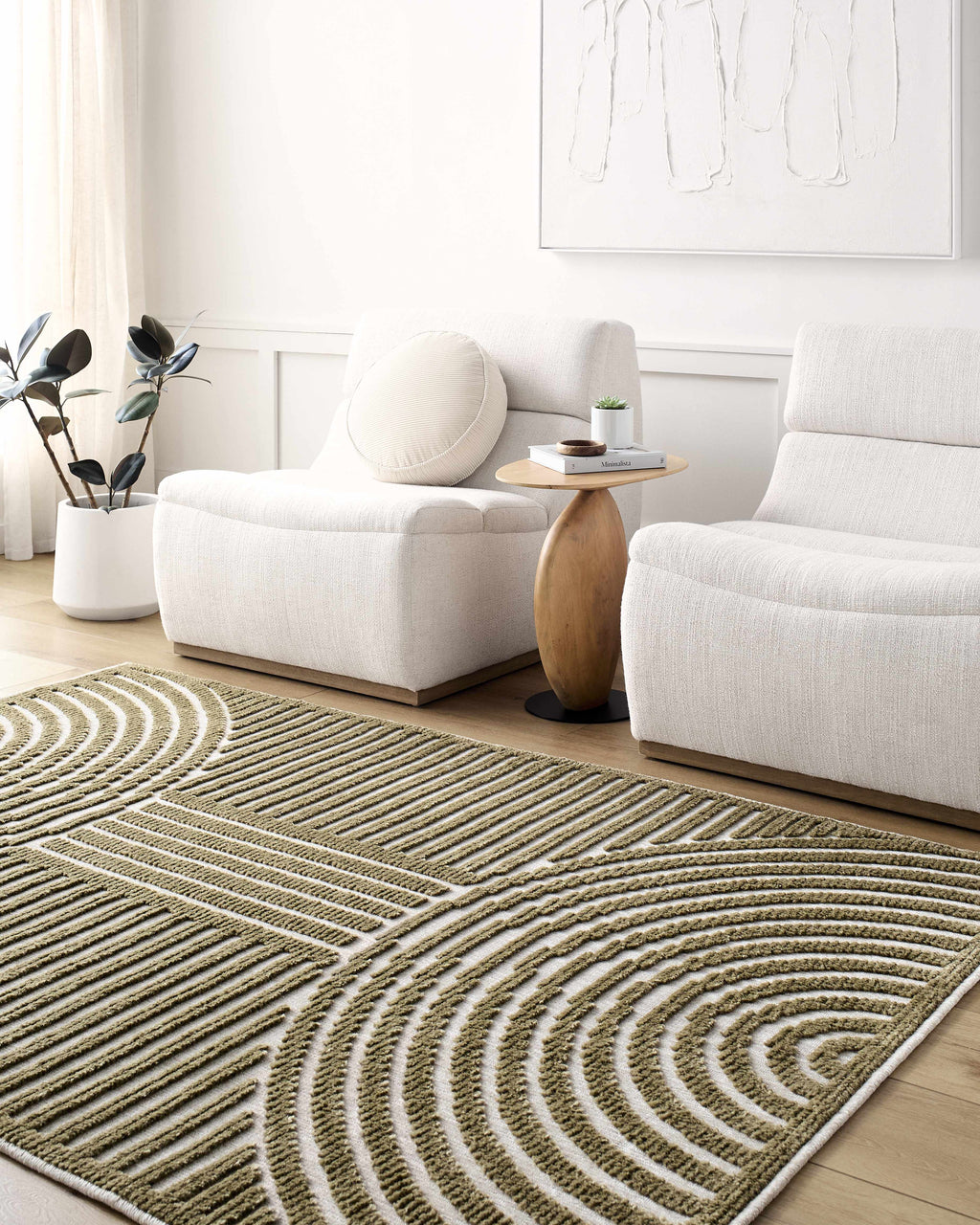 Deron Khaki Washable Area Rug