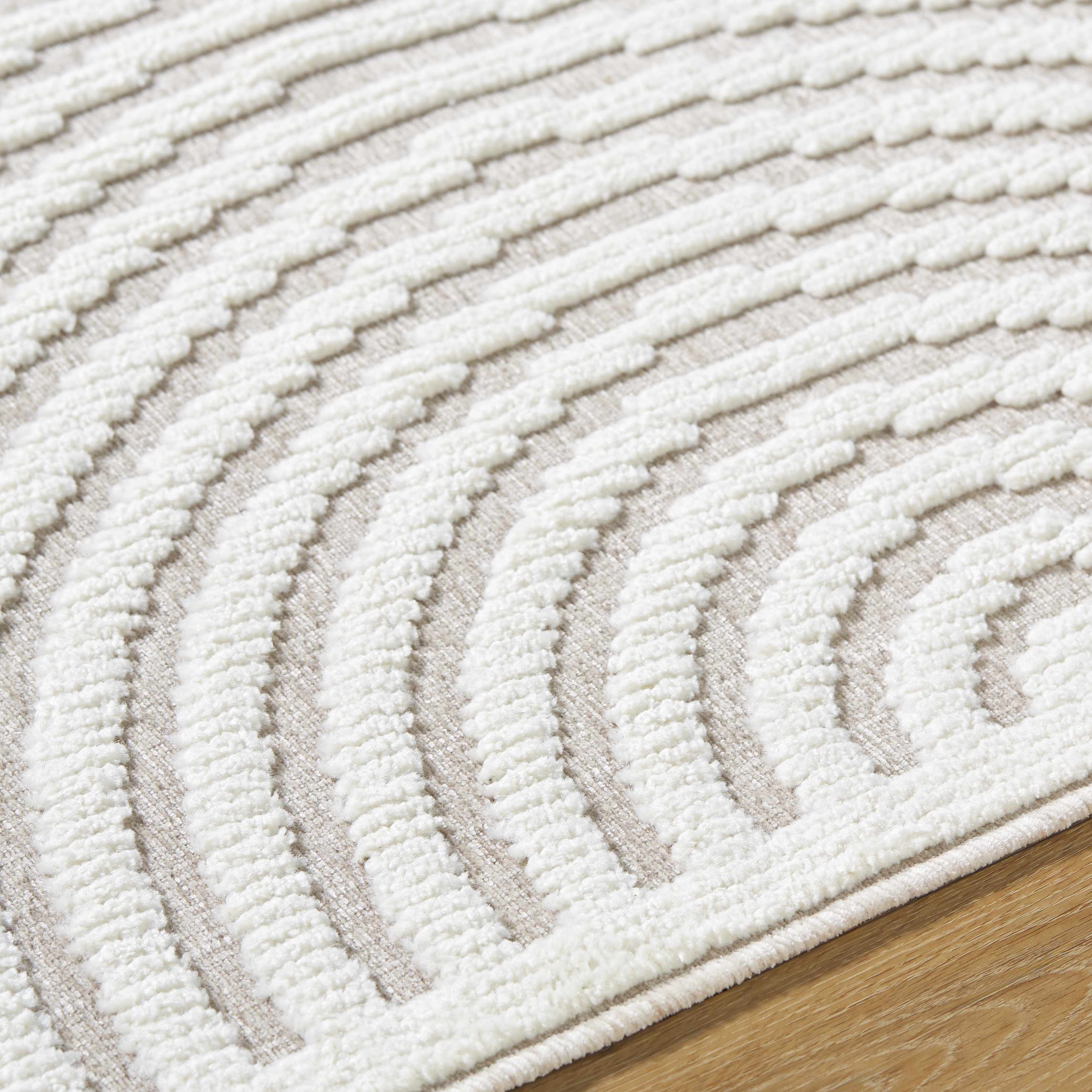 Deron Ivory 3D Rainbow Washable Rug