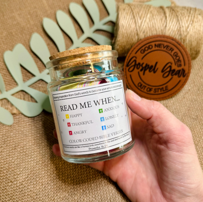 "Read Me When" Glass Scripture Jar