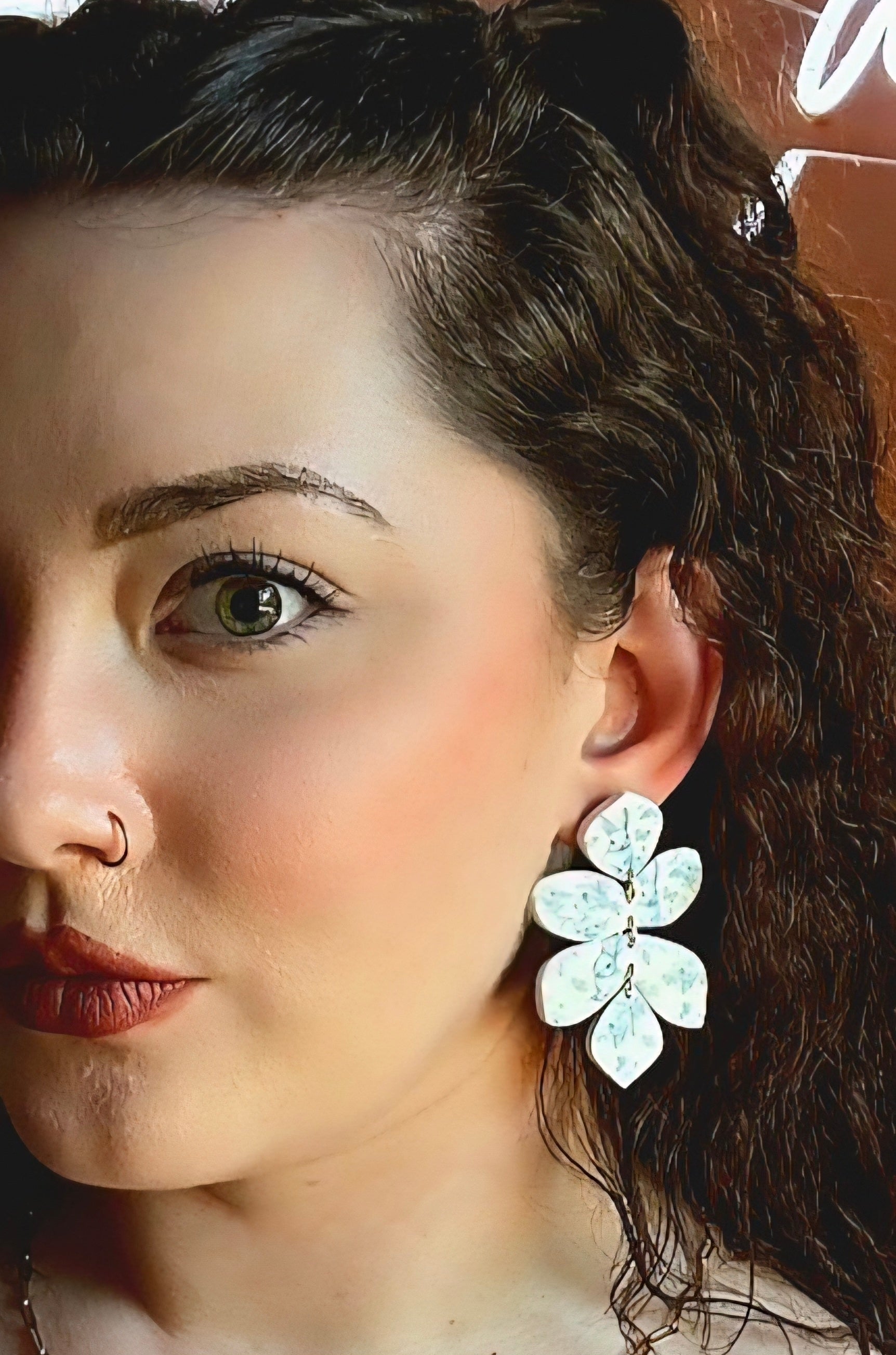 Handmade Polymer Clay Blue & White Porcelain Bunny Earrings