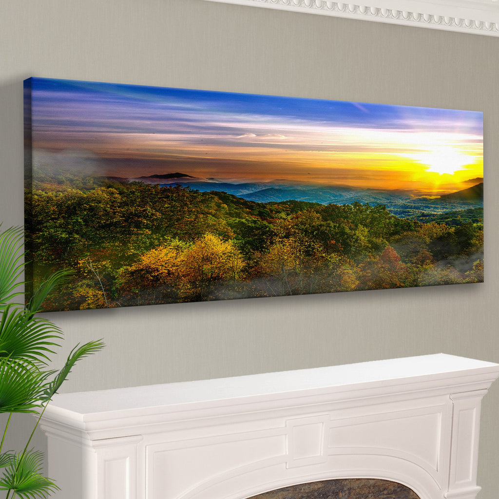 Foggy Appalachian Mountain At Sunrise Canvas Wall Art