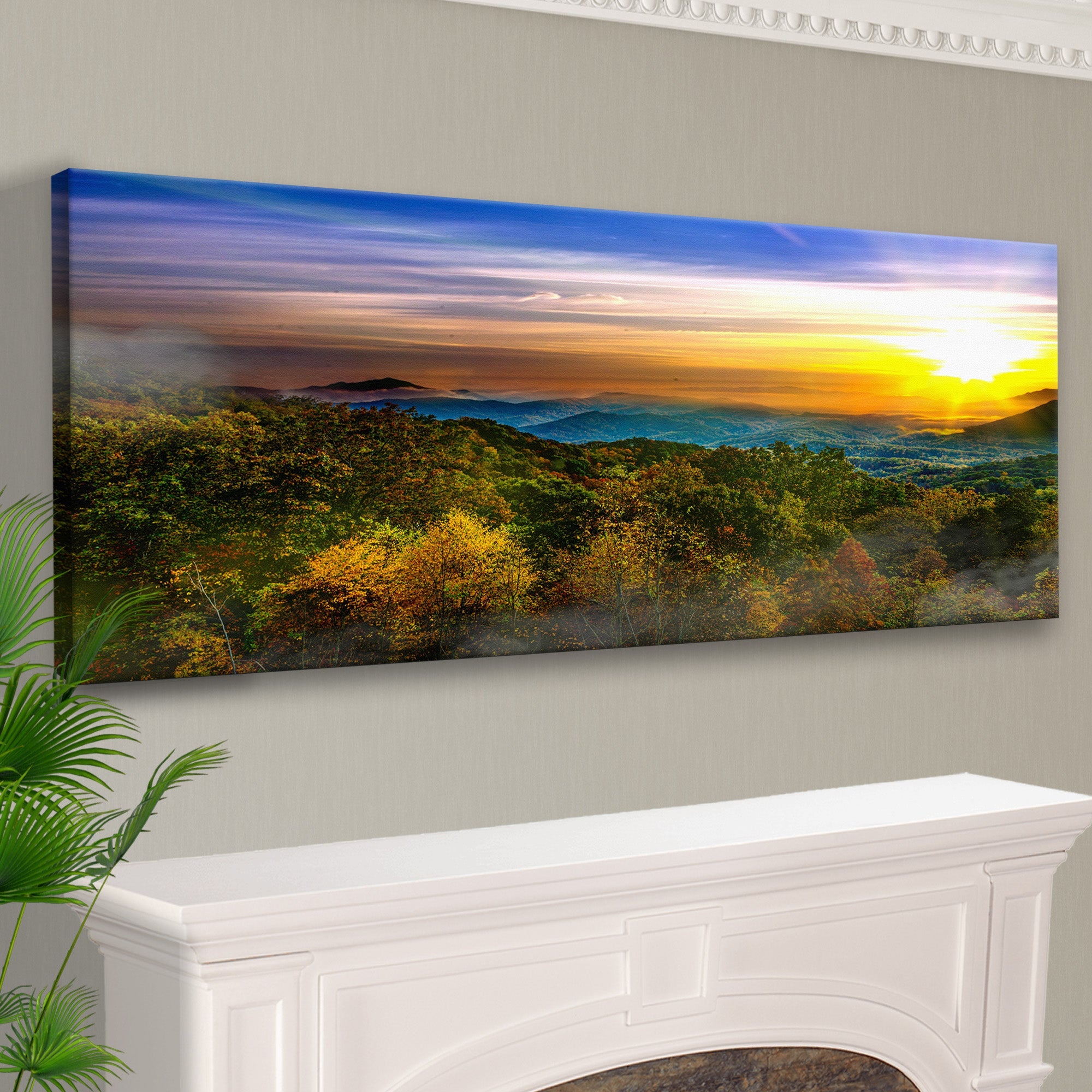 Foggy Appalachian Mountain At Sunrise Canvas Wall Art