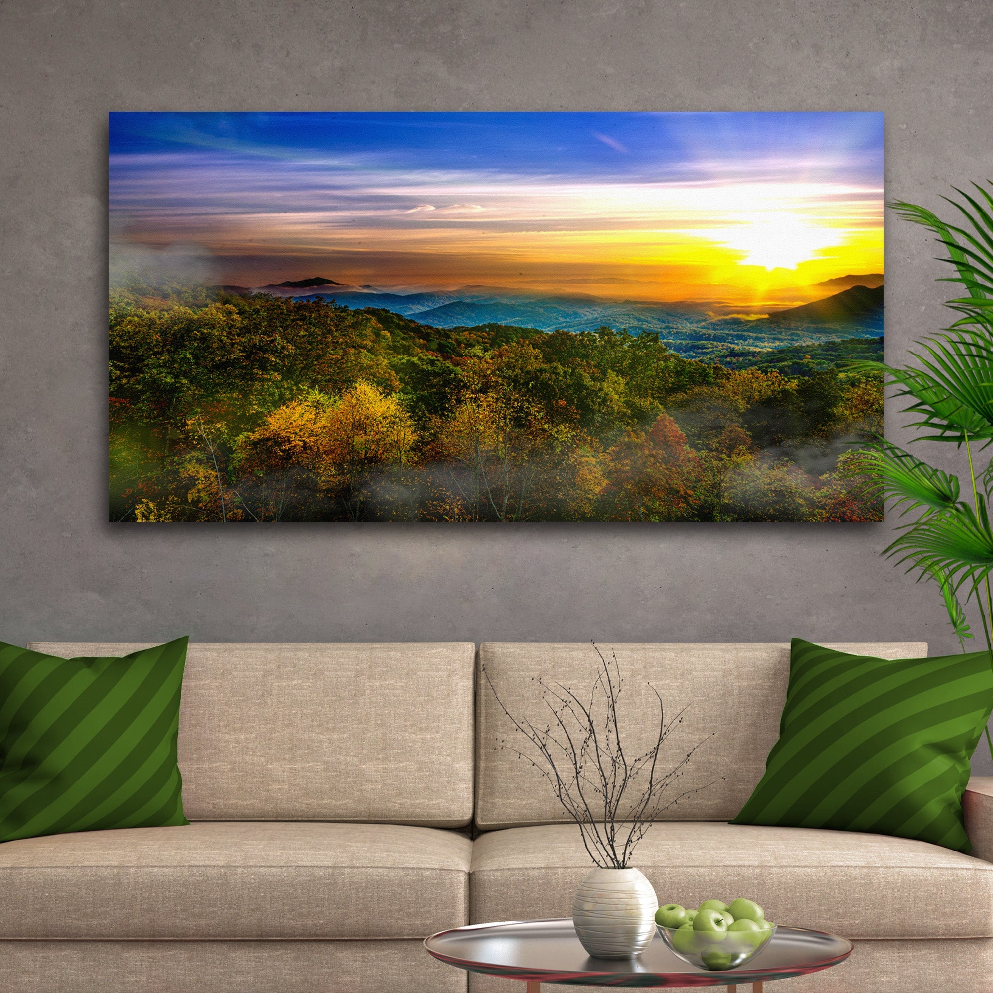 Foggy Appalachian Mountain At Sunrise Canvas Wall Art