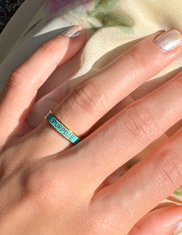Teal Enamel Purpose Ring