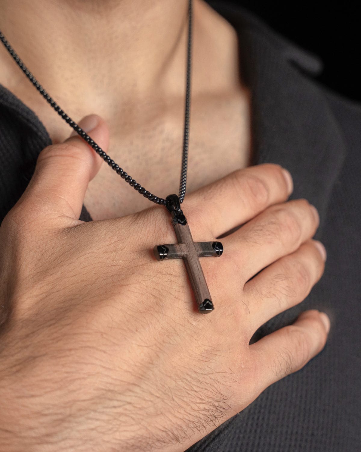 Men's Ebony Wood Cross Pendant