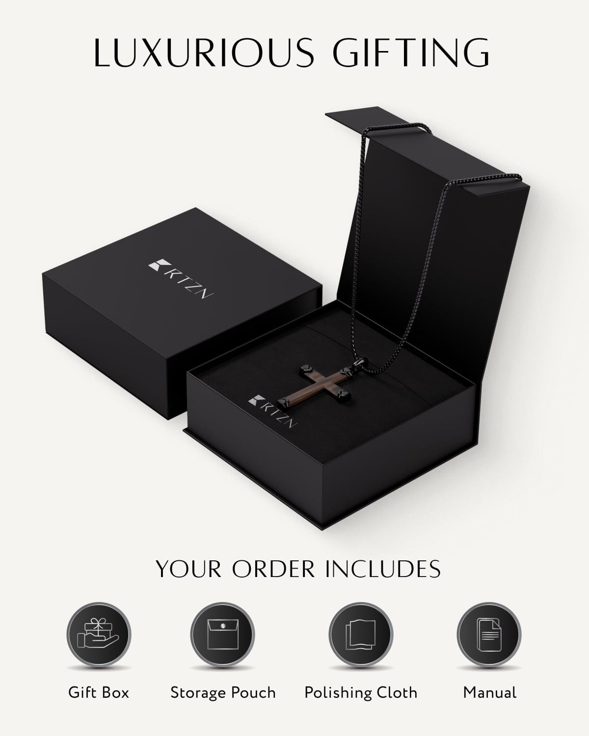 Men's Ebony Wood Cross Pendant