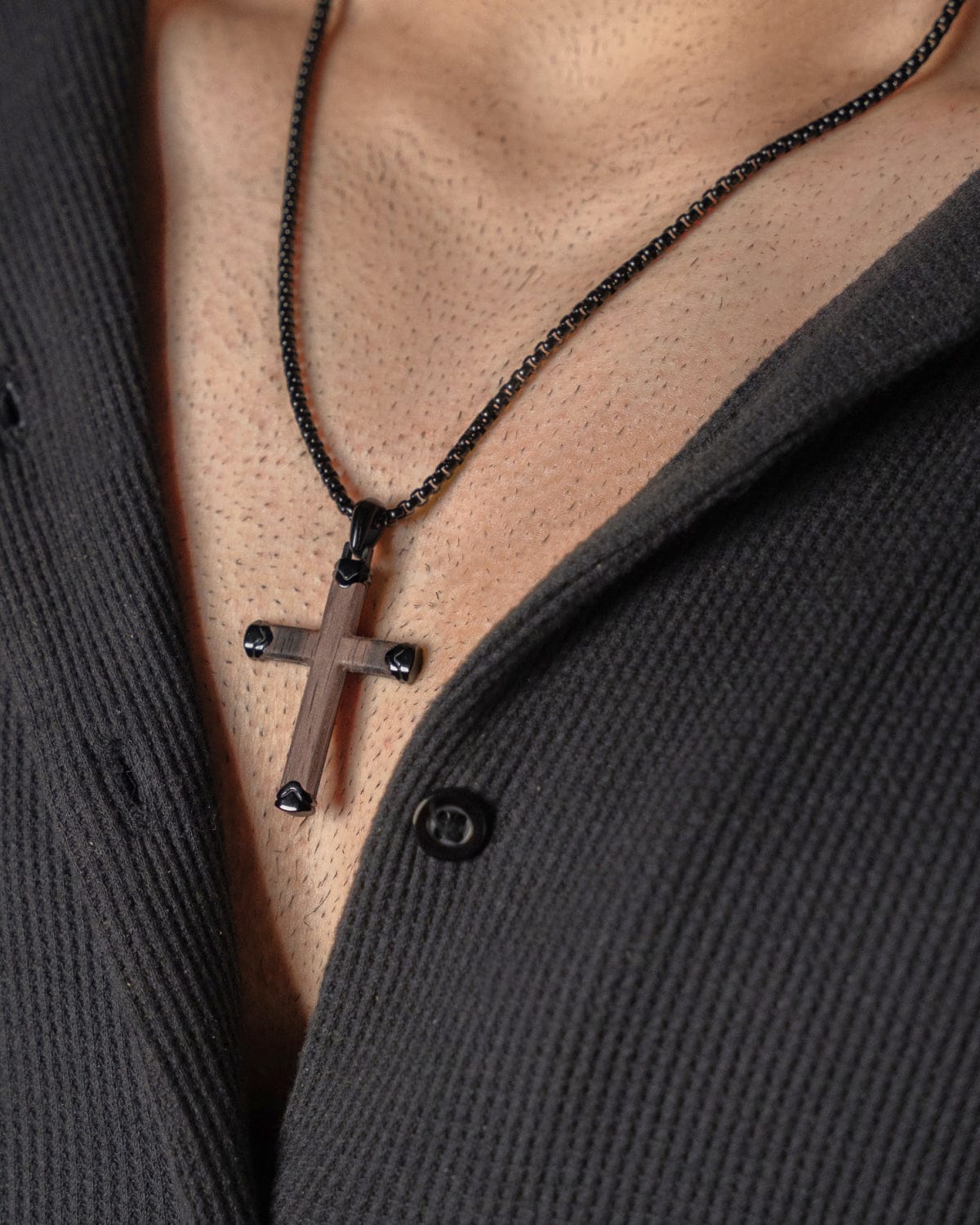 Men's Ebony Wood Cross Pendant