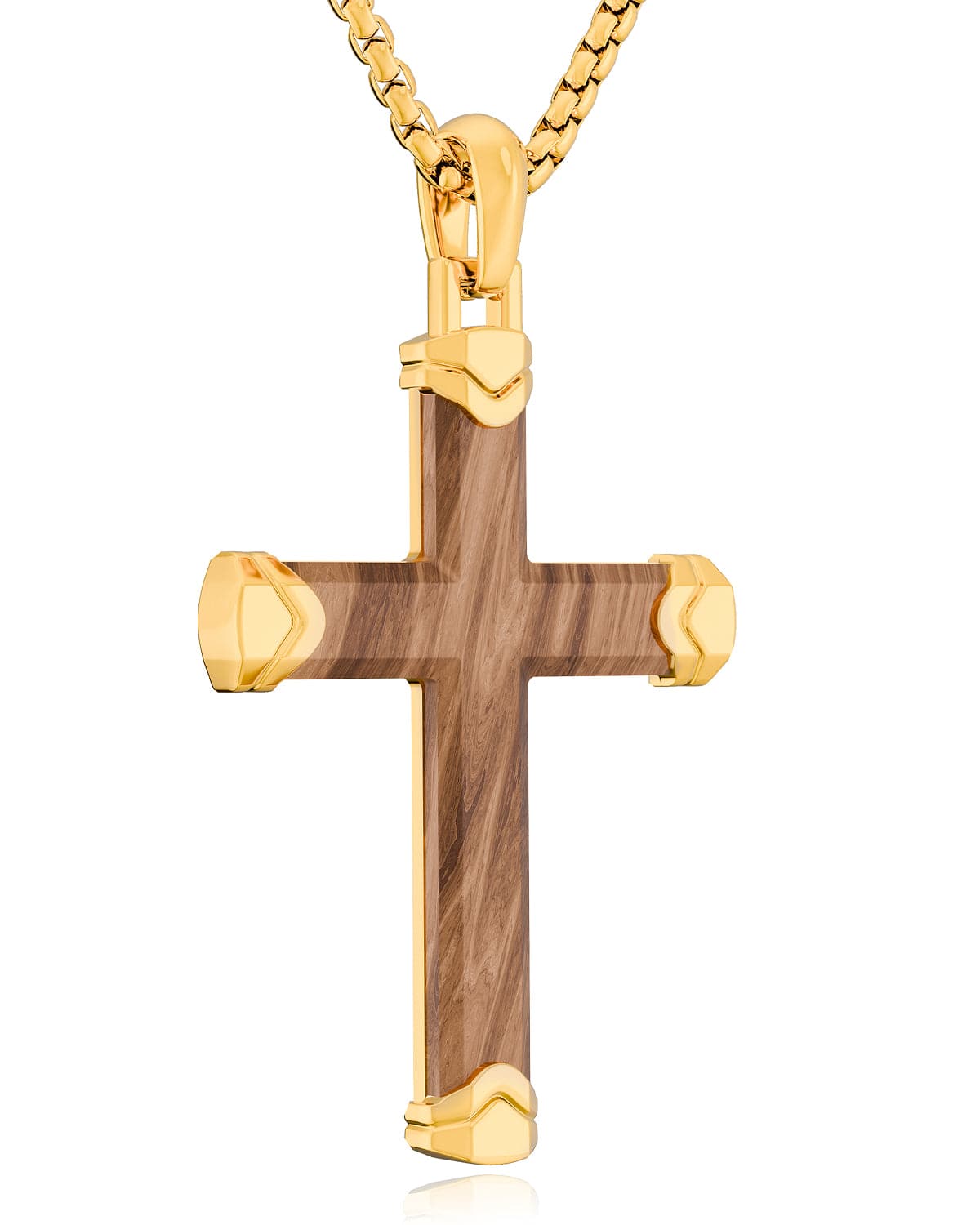 Men's Gold Bubinga Wood Cross Pendant