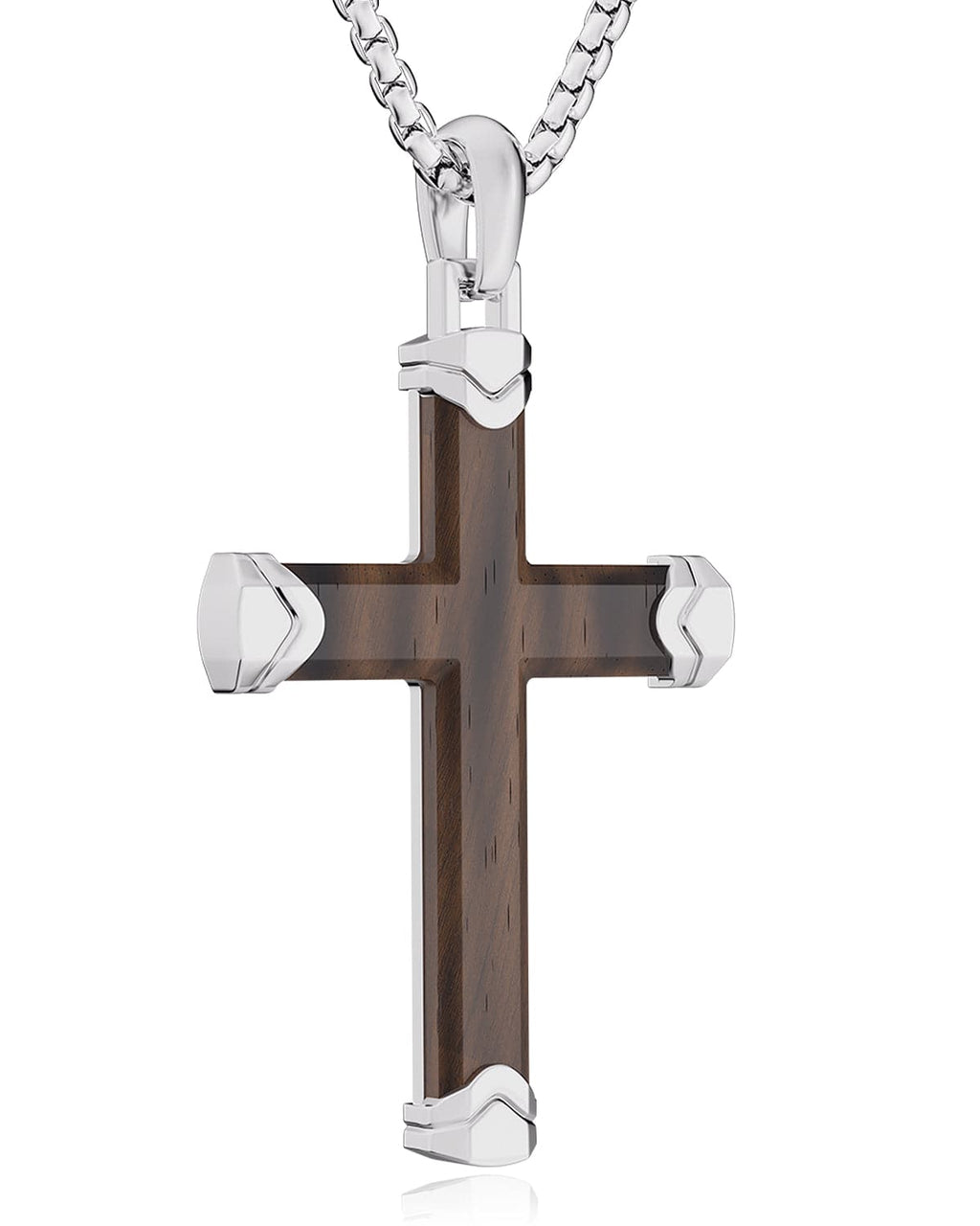 Men's Ebony Silver Wood Cross Pendant