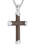 Men's Ebony Silver Wood Cross Pendant