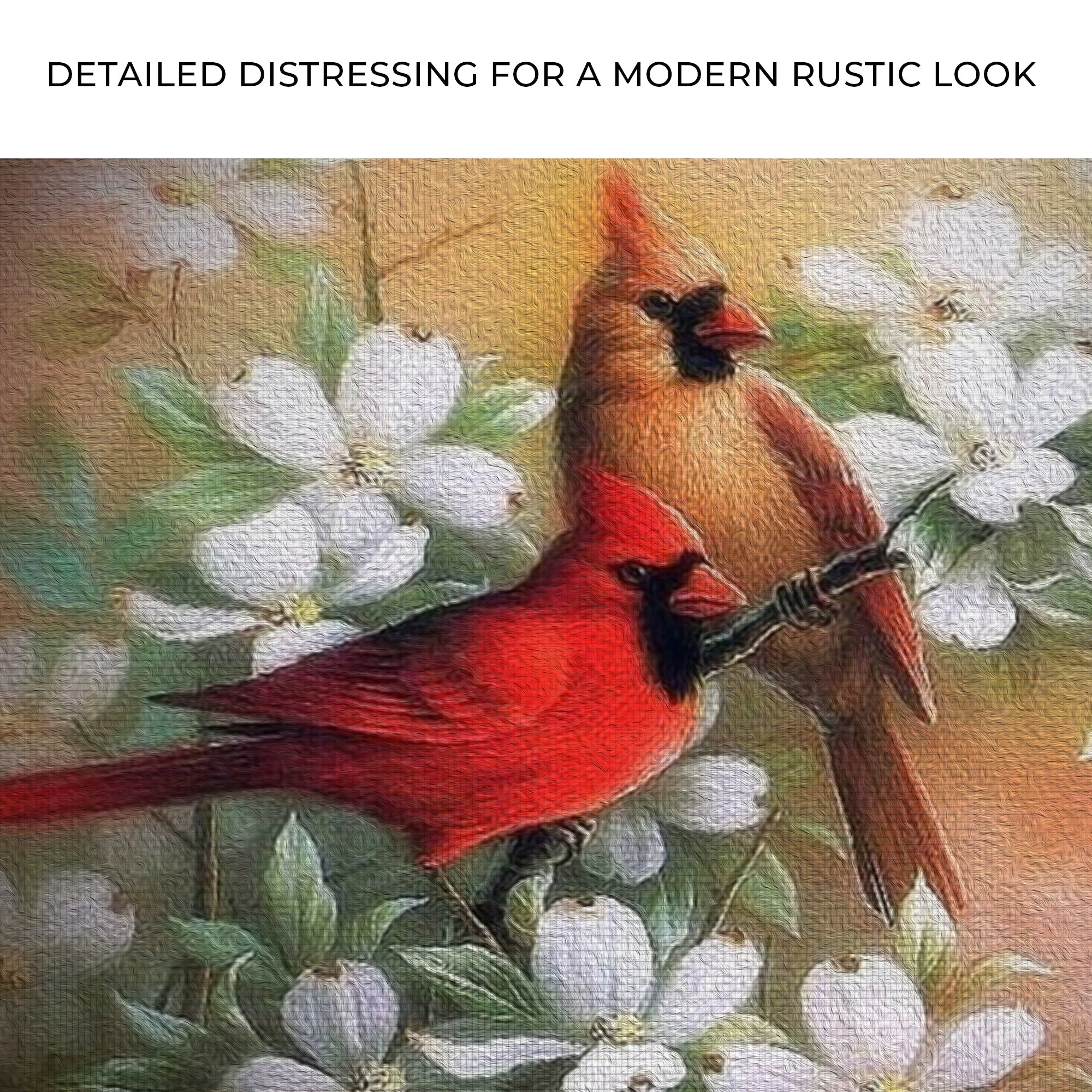 West Virginia Native Cardinals on Dogwood Painting Canvas Wall Art