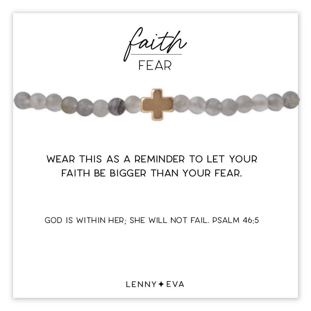 Faith Over Fear Cloudy Quartz Faceted Bracelet