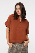Rust Half-Zip Sweater