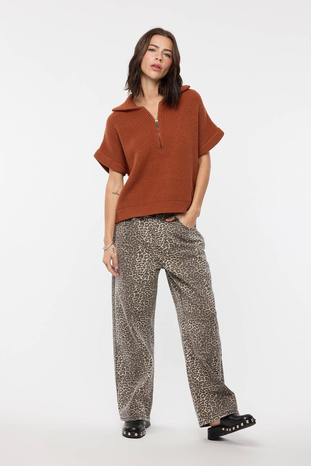 Rust Half-Zip Sweater