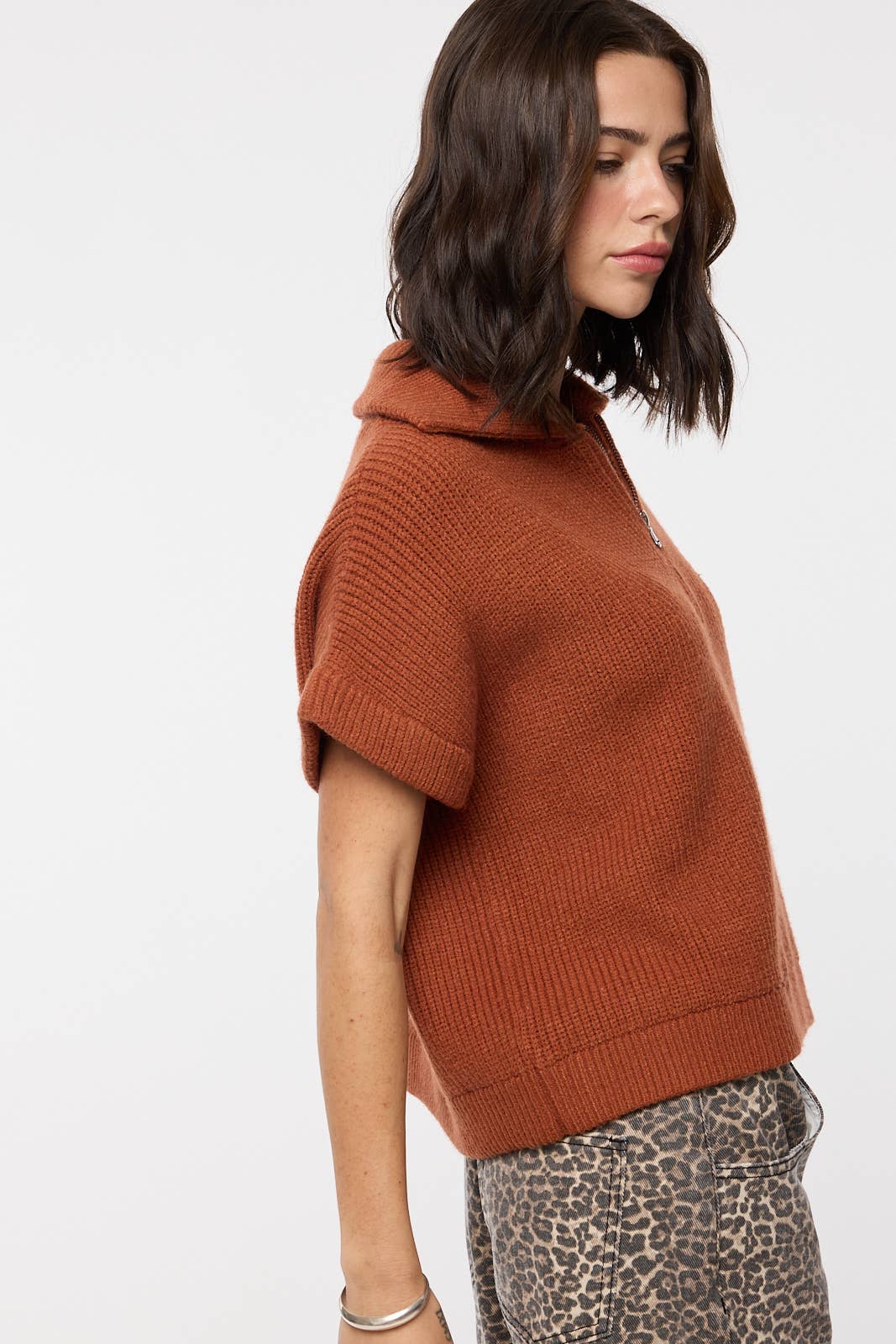 Rust Half-Zip Sweater