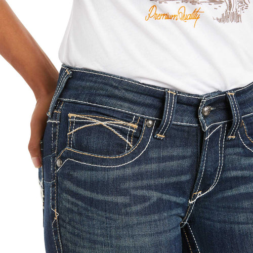 Ariat Women's Mid Rise Stretch Whipstitch Boot Cut Jeans