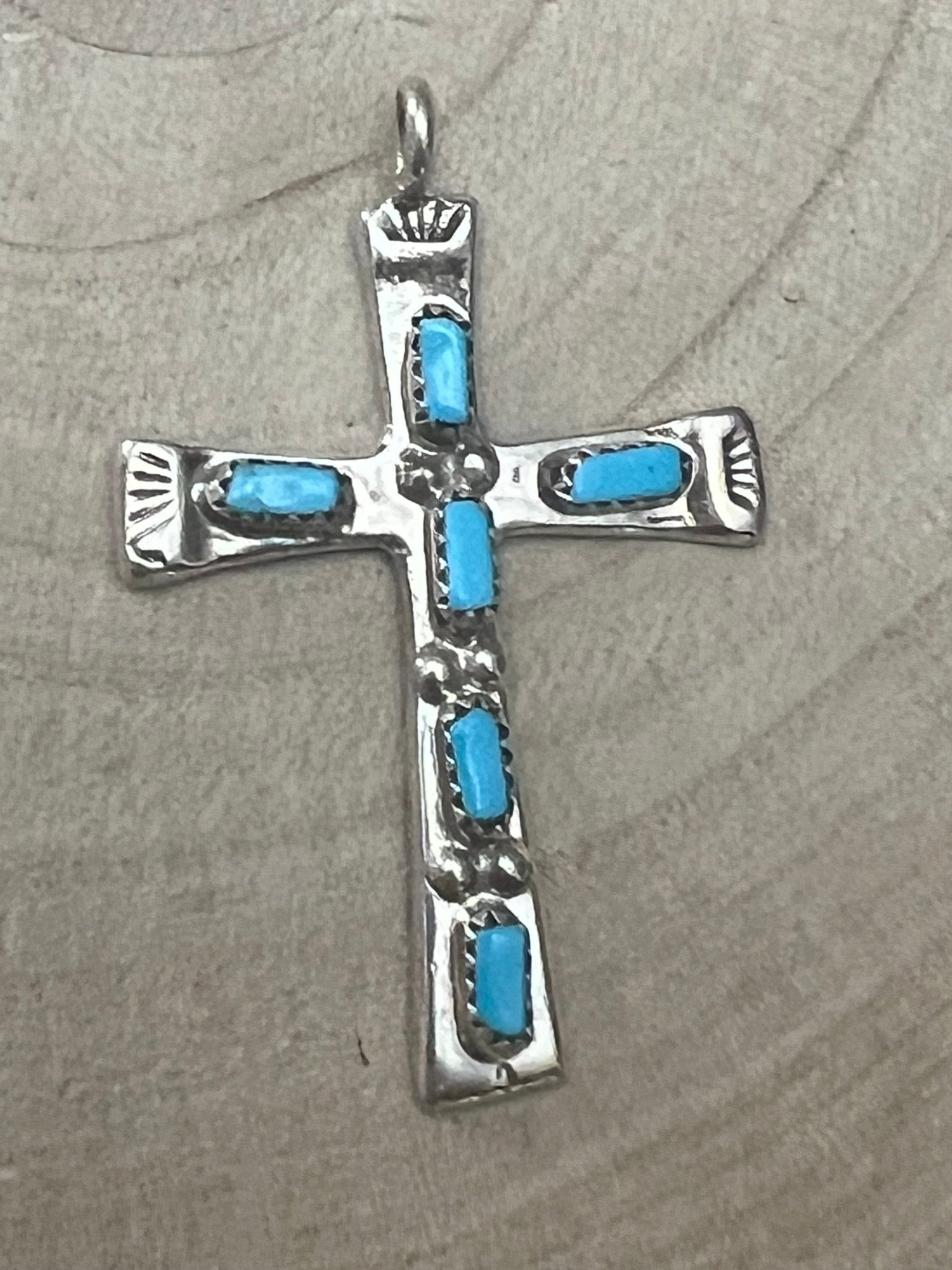 C. Iule Zuni Handmade Turquoise Cross Pendant