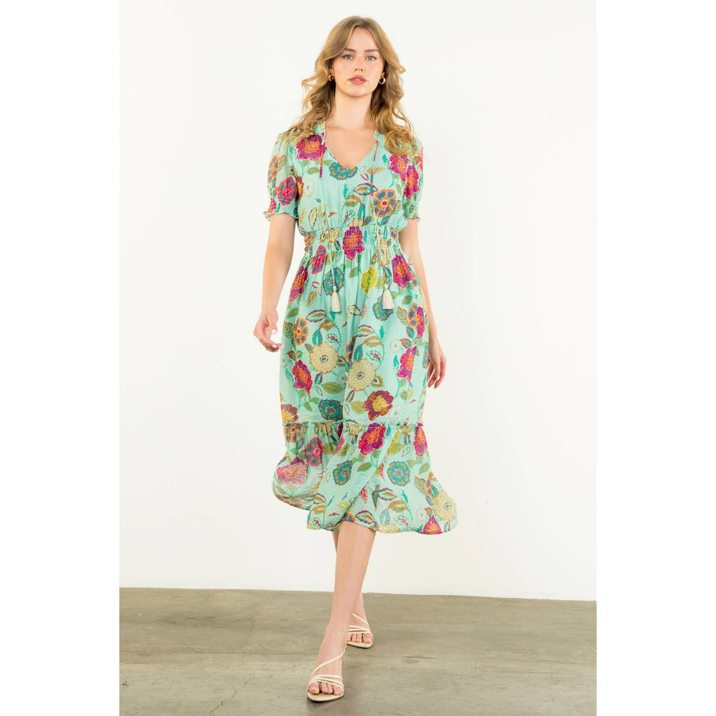 Maurice- Short Sleeve Floral Maxi Dress
