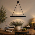 Bold Black Adjustable Modern Elegance Circular Soft Glow LED Chandelier