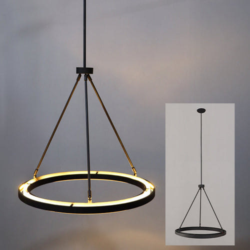 Bold Black Adjustable Modern Elegance Circular Soft Glow LED Chandelier