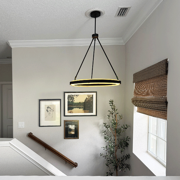 Bold Black Adjustable Modern Elegance Circular Soft Glow LED Chandelier