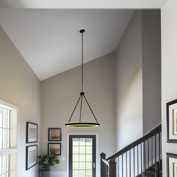 Bold Black Adjustable Modern Elegance Circular Soft Glow LED Chandelier