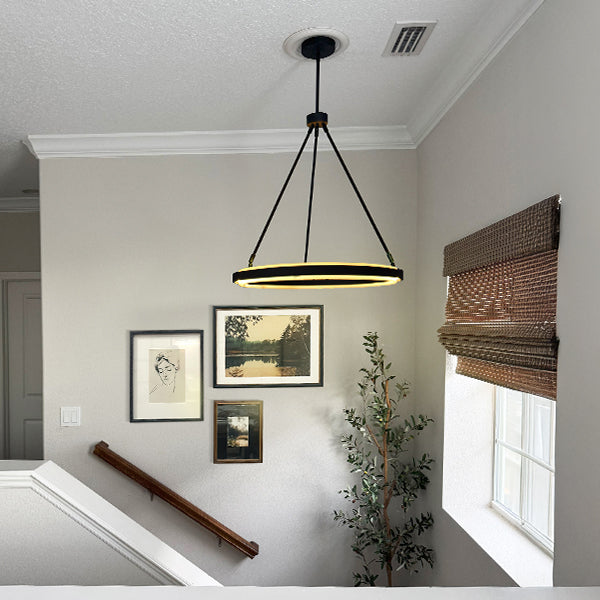 Bold Black Adjustable Modern Elegance Circular Soft Glow LED Chandelier