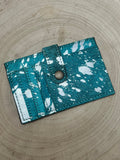 Cowhide Credit Card Wallet - Silver on Turquoise