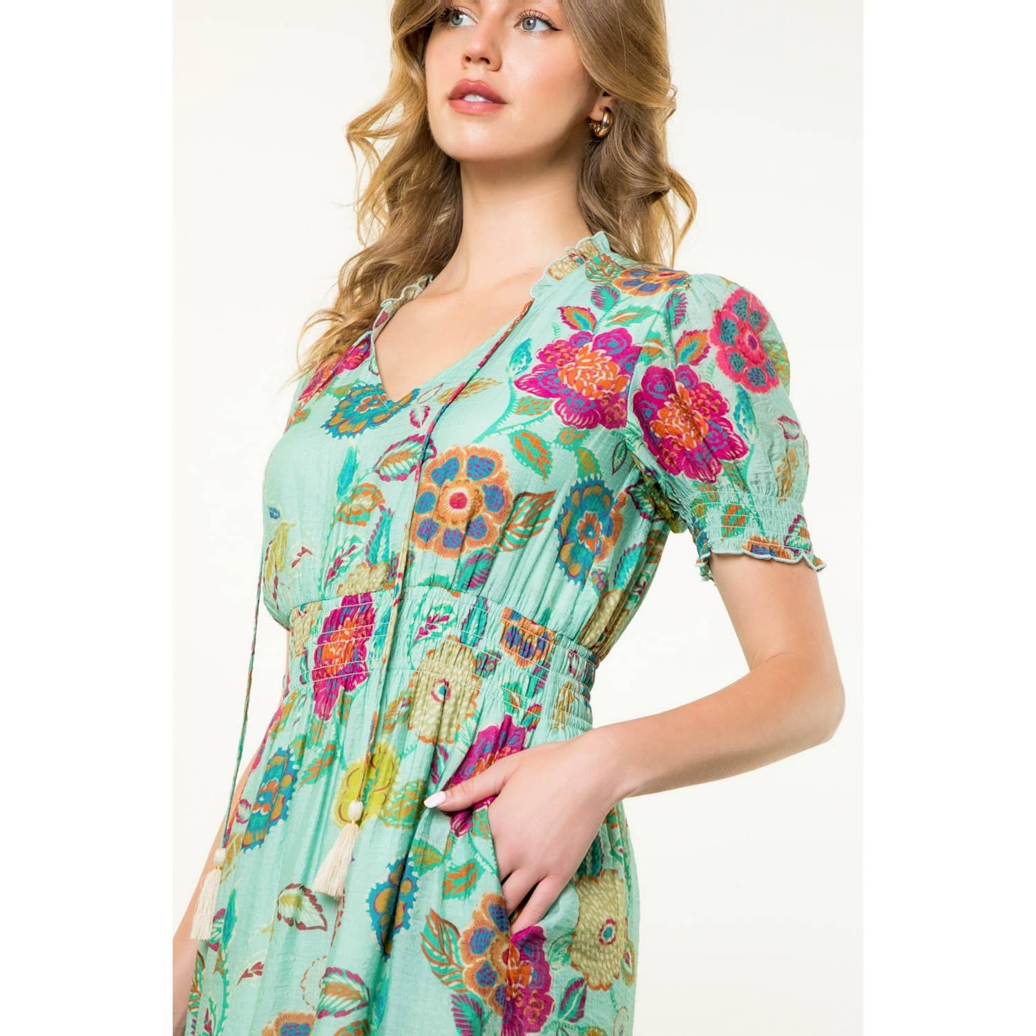 Maurice- Short Sleeve Floral Maxi Dress